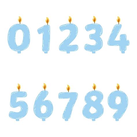 Hand Drawn Birthday Candles Numbers With Burning Flame Vector