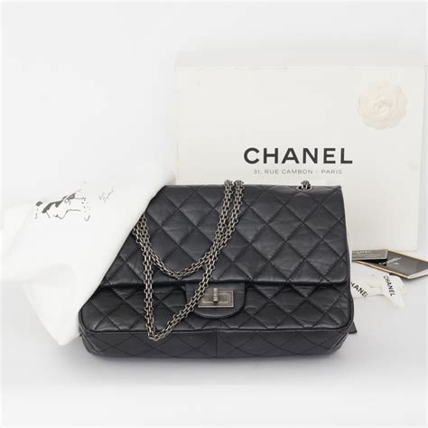 Bolsa Chanel Reissue 2 55 Double Flap Jumbo Preta Ressui 2 55