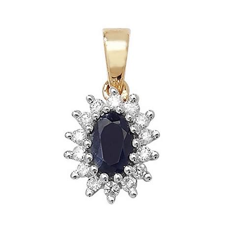 Sapphire And Diamond Cluster Pendant In Ct Yellow Gold Hockley Jewellers