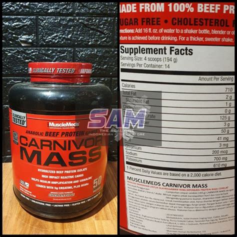 Jual Suplemen Fitness MUSCLEMEDS Carnivor Mass 6 Lb Beef Gainer