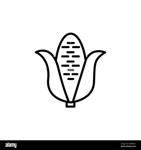 Corn Icon Logo Sign Vector Outline In Black And White Color Stock