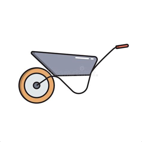 Garden Wheelbarrow Simple Gardening Icon In Trendy Line Style Isolated