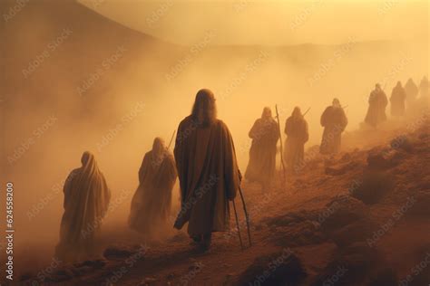 Moses Leads The Jews Through The Desert Moses Led His People To The Promised Land Through The