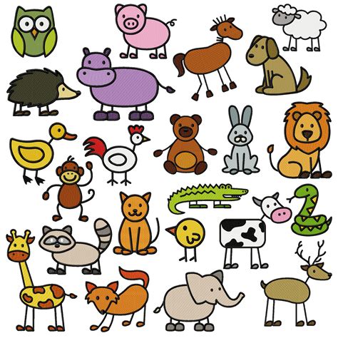 MASSIVE 23 Adorable Stick Animal Embroidery Designs Mega Pack Entire ...