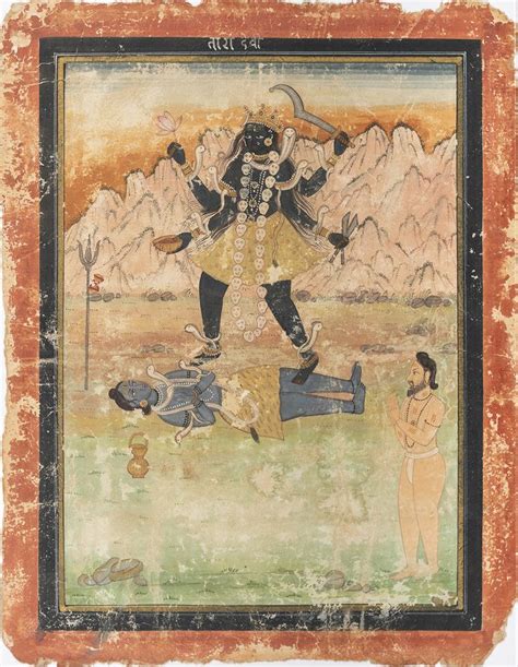 Tara Devi. 19th century, Pahari Kangra School. Opaque watercolour ...