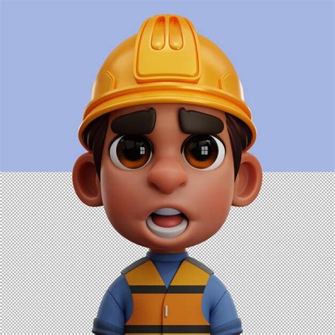 Premium Psd D Avatar Illustration Construction Worker Isolated On