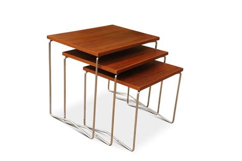 Mid Century Modern Teak Chrom Satztische Er Er Set Bei Pamono