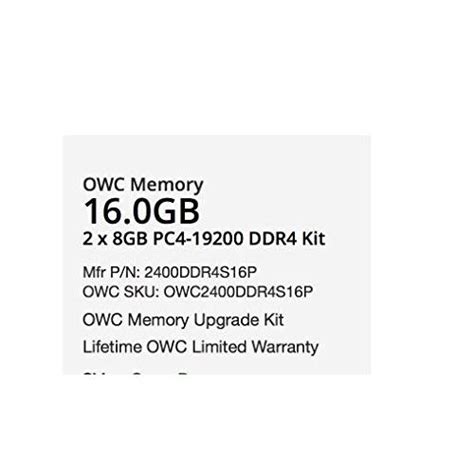 OWC 16 GB 8 GB x 2 PC 19200 DDR 4 2400 MHz SO DIMMメモリ27インチiMac Retina