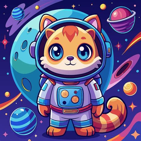 El Lindo Gato Astronauta En El Espacio Vector Premium Generado Con IA