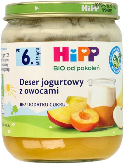 HIPP BIO deserek w słoiczku Jogurt z owocami 6m 160 g Drogeria