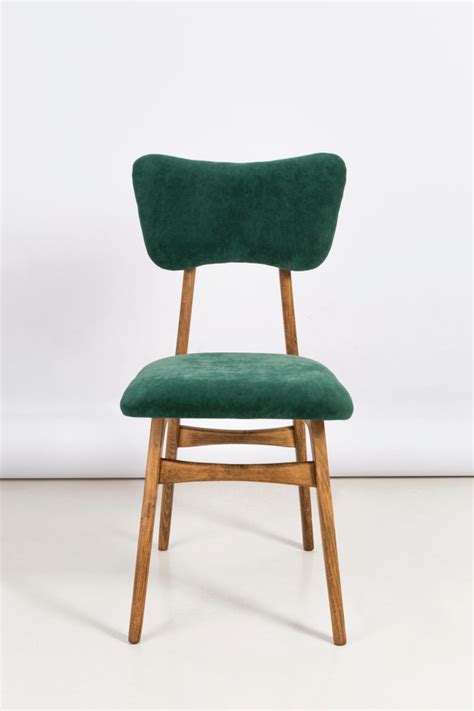 Set of Four 20th Century Dark Green Velvet Chairs, 1960s For Sale at ...