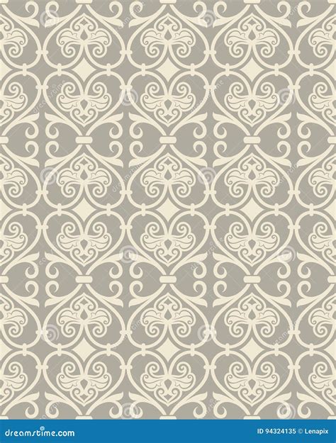 Seamless Vintage Beige Wallpaper Pattern Stock Vector Illustration Of