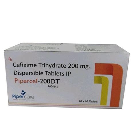 Pipercef 200DT 200mg Cefixime Trihydrate Dispersible Tablets IP At Rs