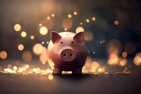 Piggy Bank Sitting On Top Of Table Generative Ai Stock Image Image