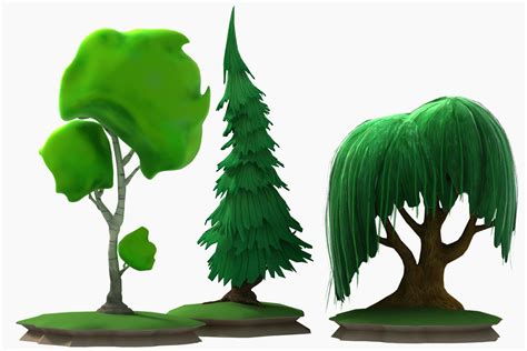 Cartoon Stylised Trees 3d Model 28 Max Fbx Obj Unknown Free3d