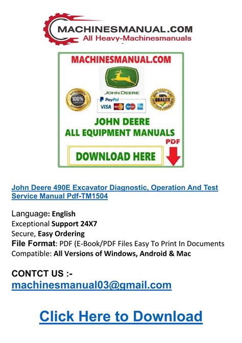 Pdf John Deere 490e Excavator Diagnostic Operation And Test Service Manual Tm1504 By