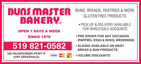 Buns Master Bakery - Guelph, ON - 256 Silvercreek Pky N | Canpages