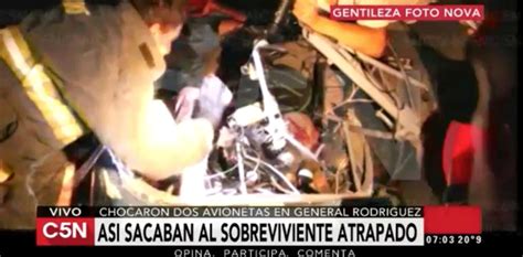 Así rescataron al sobreviviente del choque de aviones en General Rodríguez