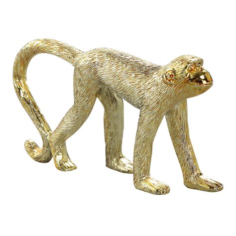 Monkey Gold Poly Walking Statue Eunnick Home