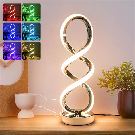 Adebime Lámpara de mesa moderna en espiral RGB lámpara de noche