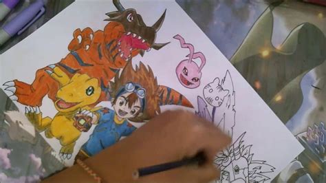 Speed Drawing Digimon Adventure Taichi And Evolution Of Agumon Youtube