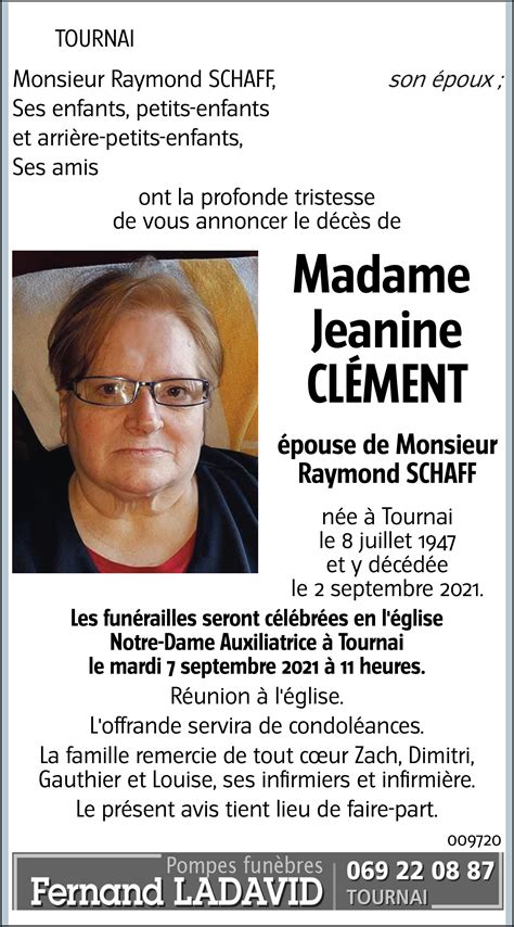 Jeanine Cl Ment Avis N Crologique Lavenir Net