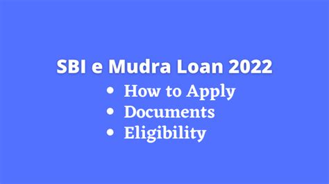 Sbi E Mudra Loan Online Apply 2024 Loan Eligibility Interest Rate Documents Eloan Offer