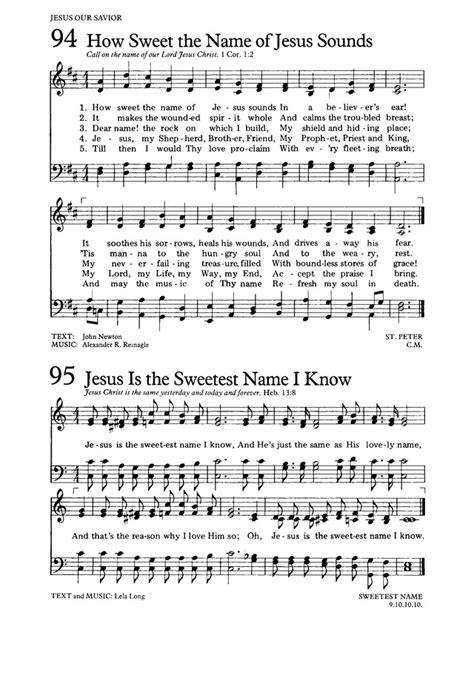 The Hymnal For Worship And Celebration 95 Jesus Is The Sweetest Name I