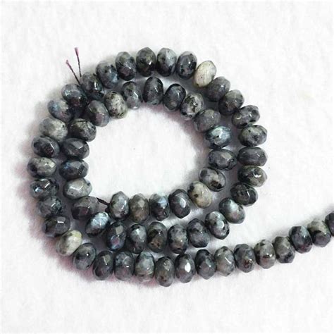 Perler Larvikit Krystal Sten Rondel Faceted Natural Larvikite Beads