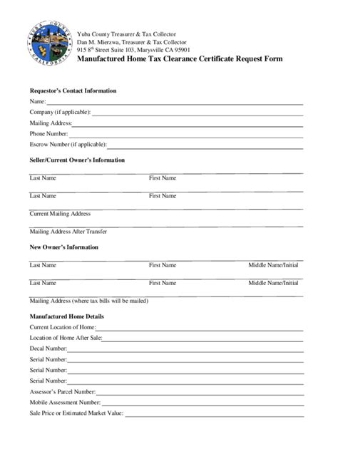 Fillable Online Tax Clearance Certificate Request Form Fax Email Print Pdffiller