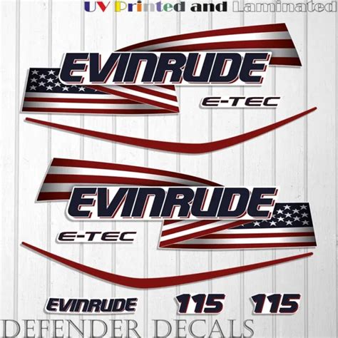 Evinrude Hp Etec Usa Flag White Cowl Outboard Engine Decal