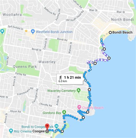 A Map Showing The Route For An Oceanfront Park In San Francisco With