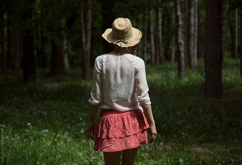 Woman With A Hat From The Back In The Woods By Stocksy Contributor Sonja Lekovic Stocksy