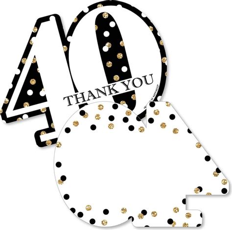 Big Dot Of Happiness Adult 40th Birthday Gold Shaped Thank You