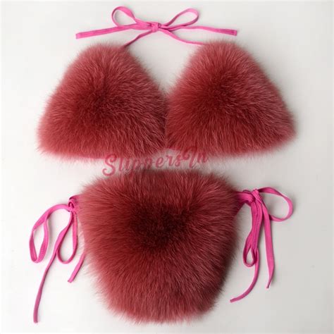 Fluffy Fur Bikini Adjustable Fur Bathing Suit