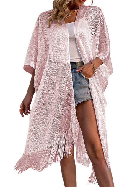 Women Summer Loose Shawl Cardigan Solid Color V Neck Half Sleeve Blouse