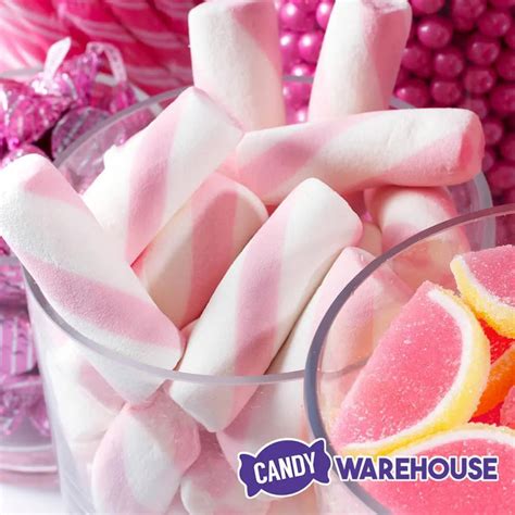 Puffy Poles Jumbo Marshmallow Twists Strawberry 1kg Bag Candy