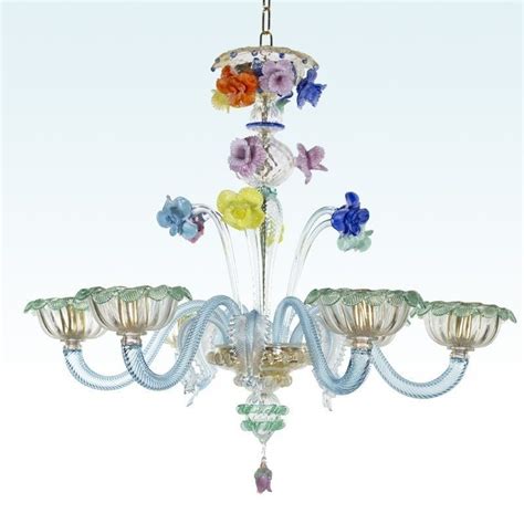 Traditional Chandelier Azzurro Bottega Veneziana Blown Glass