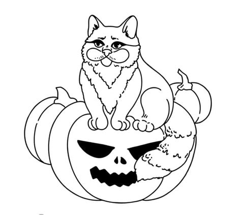 Coloriage Image de Chat d Halloween télécharger et imprimer gratuit