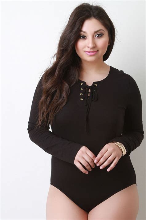 This Plus Size Jersey Knit Bodysuit Features A Round Neckline With A