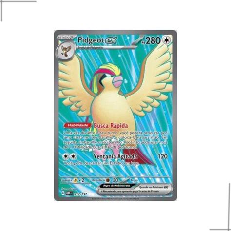 Carta Pokemon Obsidiana Em Chamas Pidgeot Ex Shopee Brasil