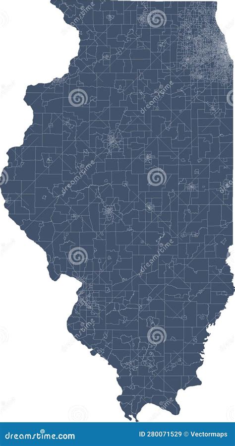 Us Illinois State Map With Census Tracts Boundaries Stock Illustration Illustration Of Design