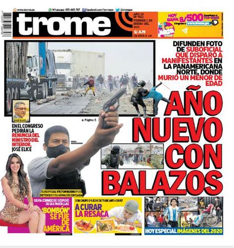 Portada Trome AÑO NUEVO CON BALAZOS IMPRESA TROME