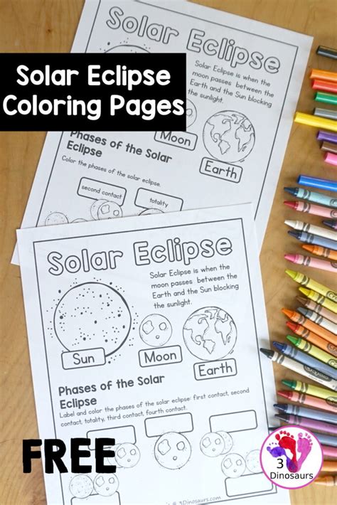 Free Solar Eclipse Coloring Pages 3 Dinosaurs