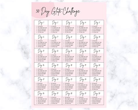 Day Glute Challenge Glutes Challenge Glute Muscle Etsy