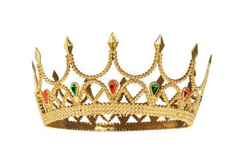 Beautiful Gold Crown With Gems Isolated On White Stock Photo Image Of