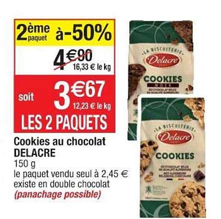 Promo Cookies Au Chocolat Delacre Chez Cora