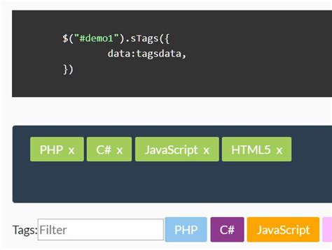 Dynamic Tags Input With Filter Support Jquery Stags Free Jquery Plugins