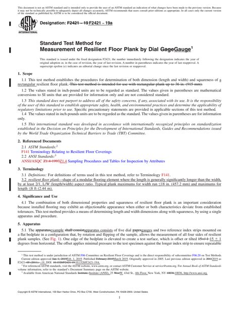 Astm F2421 19a Standard Test Method For Measurement Of Resilient