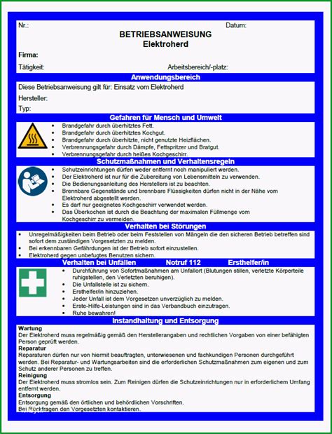 15 Hervorragen Betriebsanweisung Vorlage Word Für Deinen Erfolg